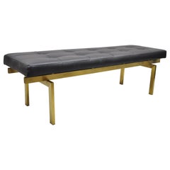 Nuevo Louve Brushed Brass Steel Metal Modern Occasional Bench Black Tufted