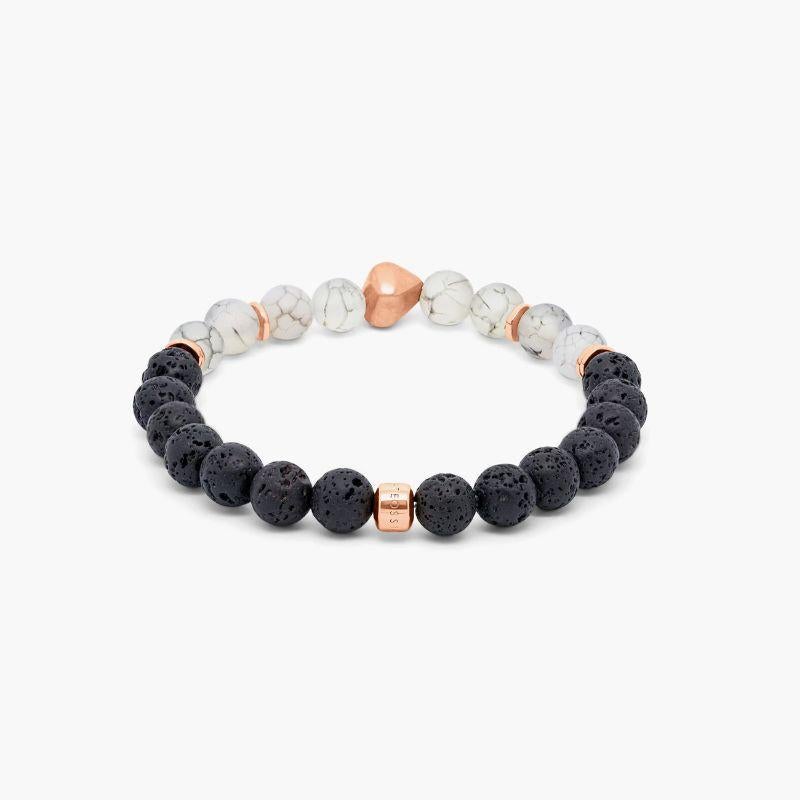Bracciale con pepite di agata di fuoco smerigliata e argento rosa, misura S In condizioni Nuovo in vendita a Fulham business exchange, London