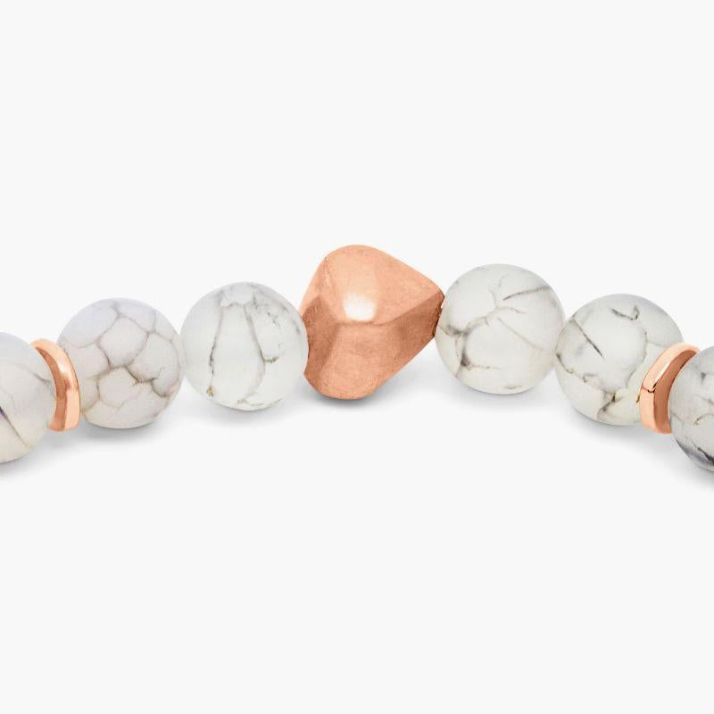 Uomo Bracciale con pepite di agata di fuoco smerigliata e argento rosa, misura S in vendita