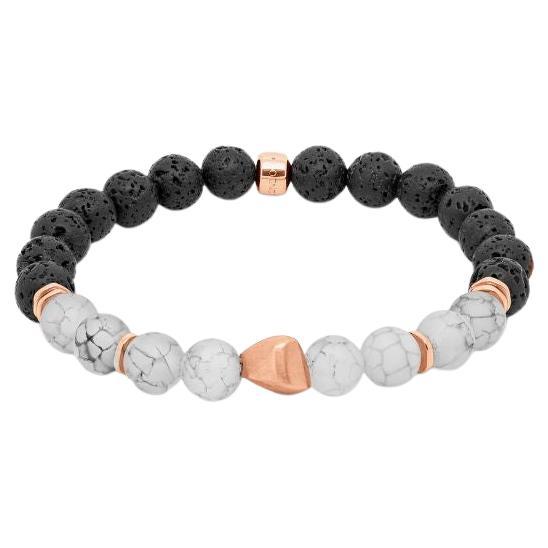 Nugget Bracelet with Frosted Fire Agate and Rose Gold Sterling Silver, Size S
