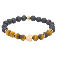 Nugget Bracelet with Tiger Eye and Rose Gold Plated Sterling Silver, Size S