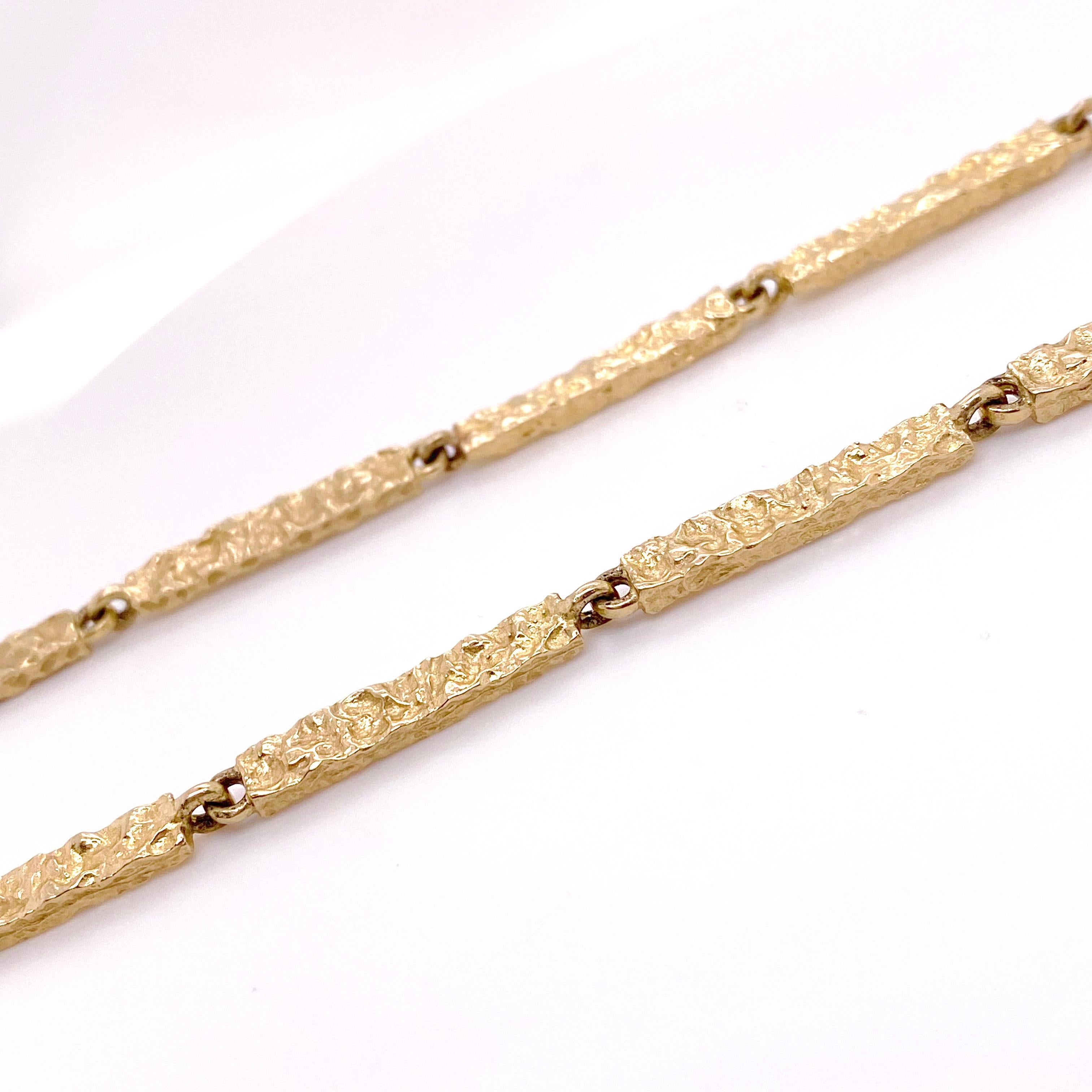 Nugget Goldkette, Gelbgold, Ausgefallene Kette, breite Gliederkette (Zeitgenössisch)