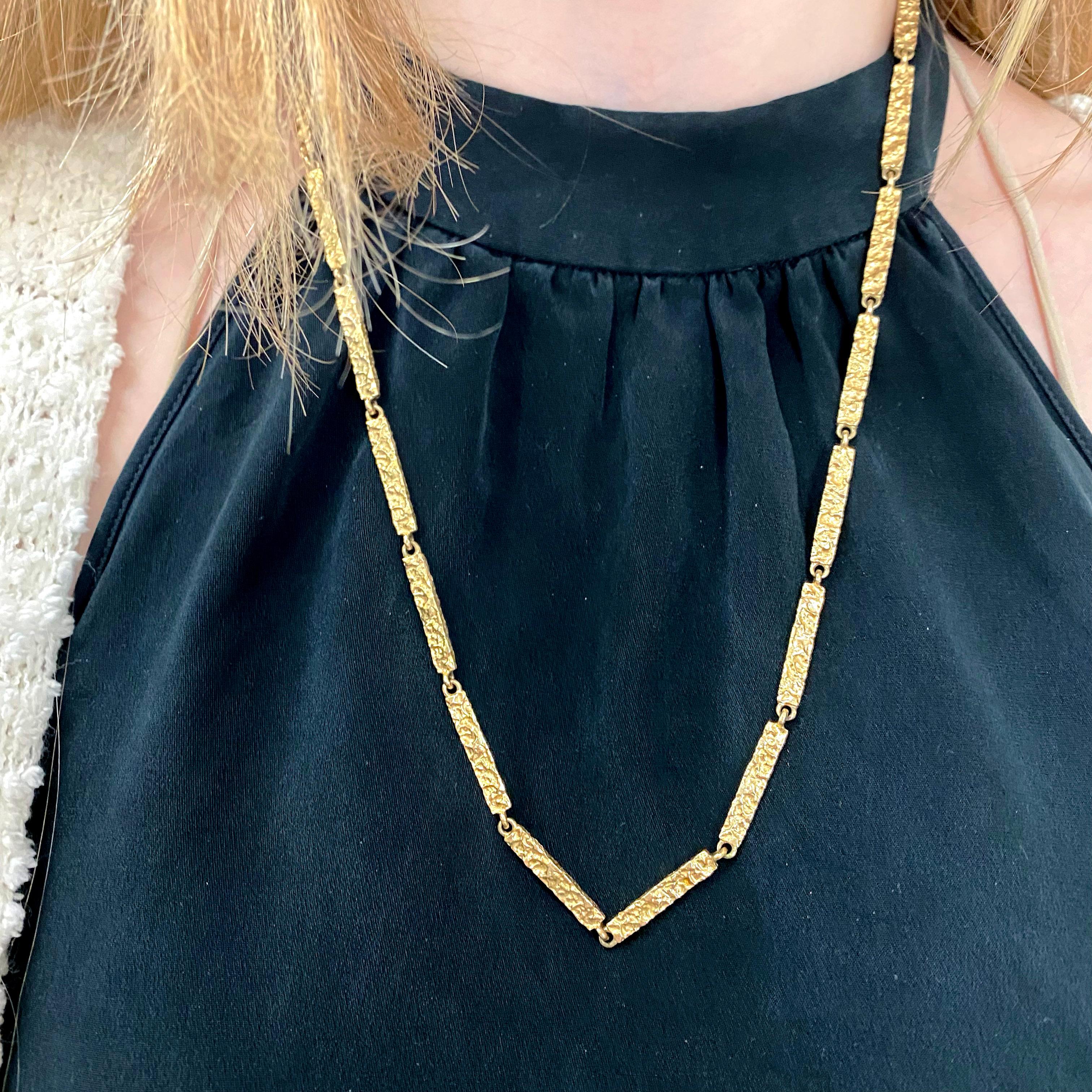 Nugget Goldkette, Gelbgold, Ausgefallene Kette, breite Gliederkette für Damen oder Herren