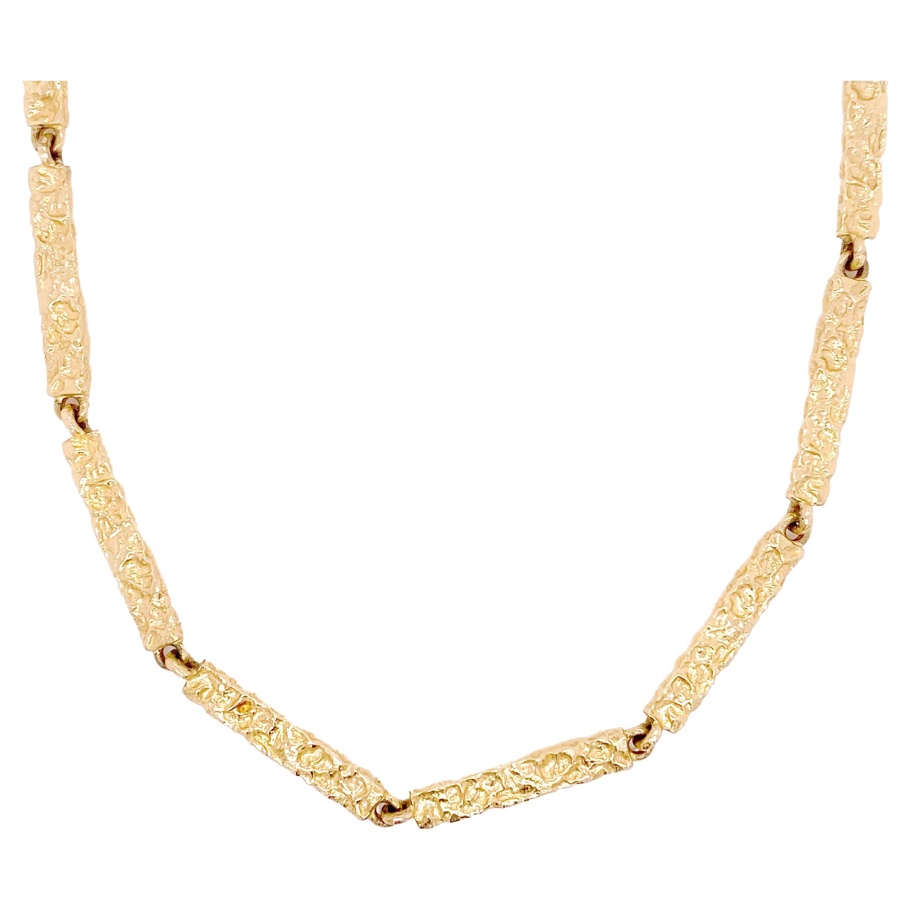 Nugget Gold Chain, Yellow Gold, Fancy Chain Necklace, Wide Link Chain