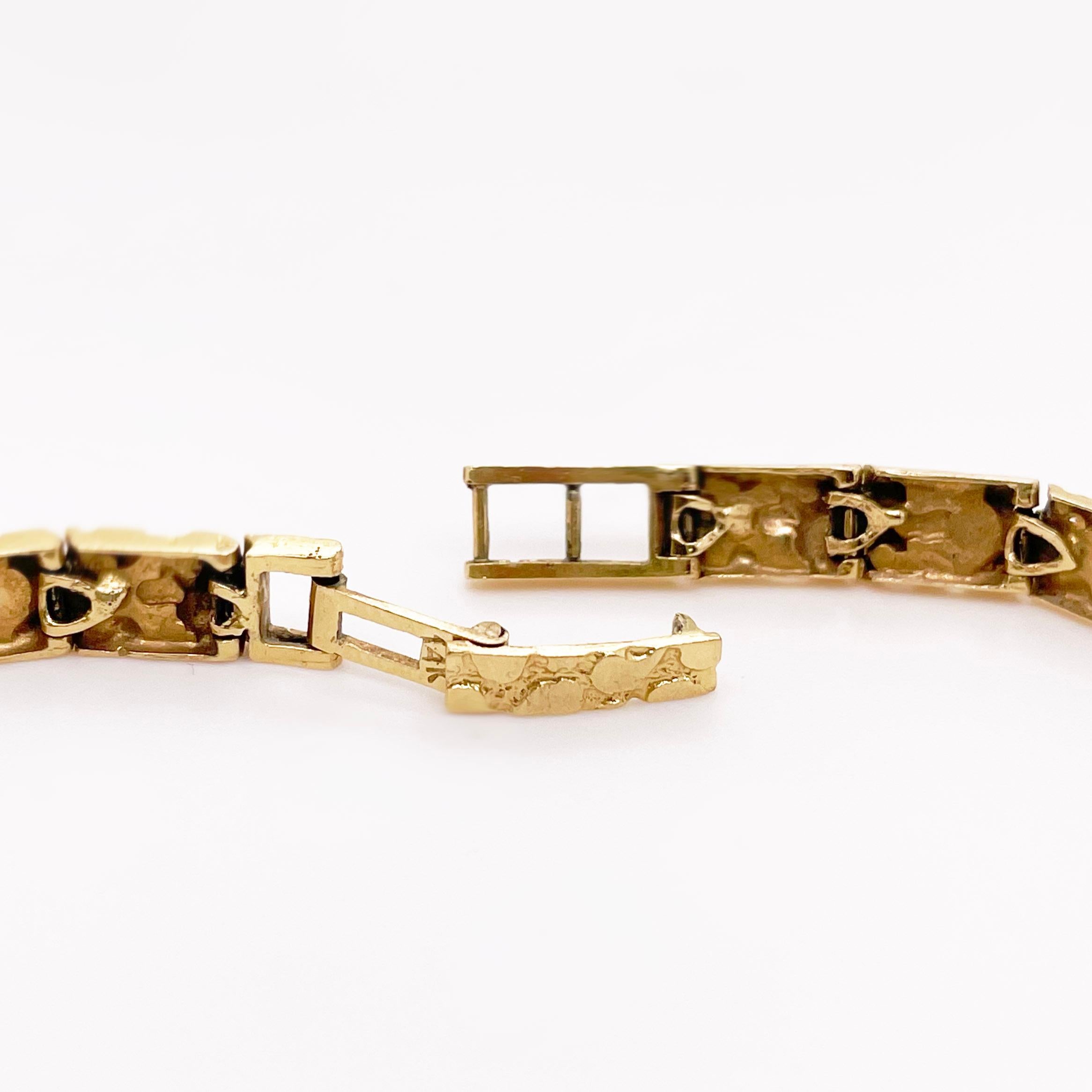 Nugget-Gliederarmband, 14K Gelbgold Schweres strukturiertes Unisex-Armband im Zustand „Hervorragend“ in Austin, TX