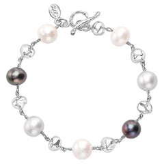 Nugget & Mixed Freshwater Pearl Bracelet In Sterling Silver