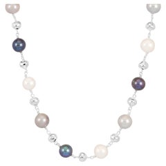 Nugget & Mixed Freshwater Pearl Necklace In Sterling Silver