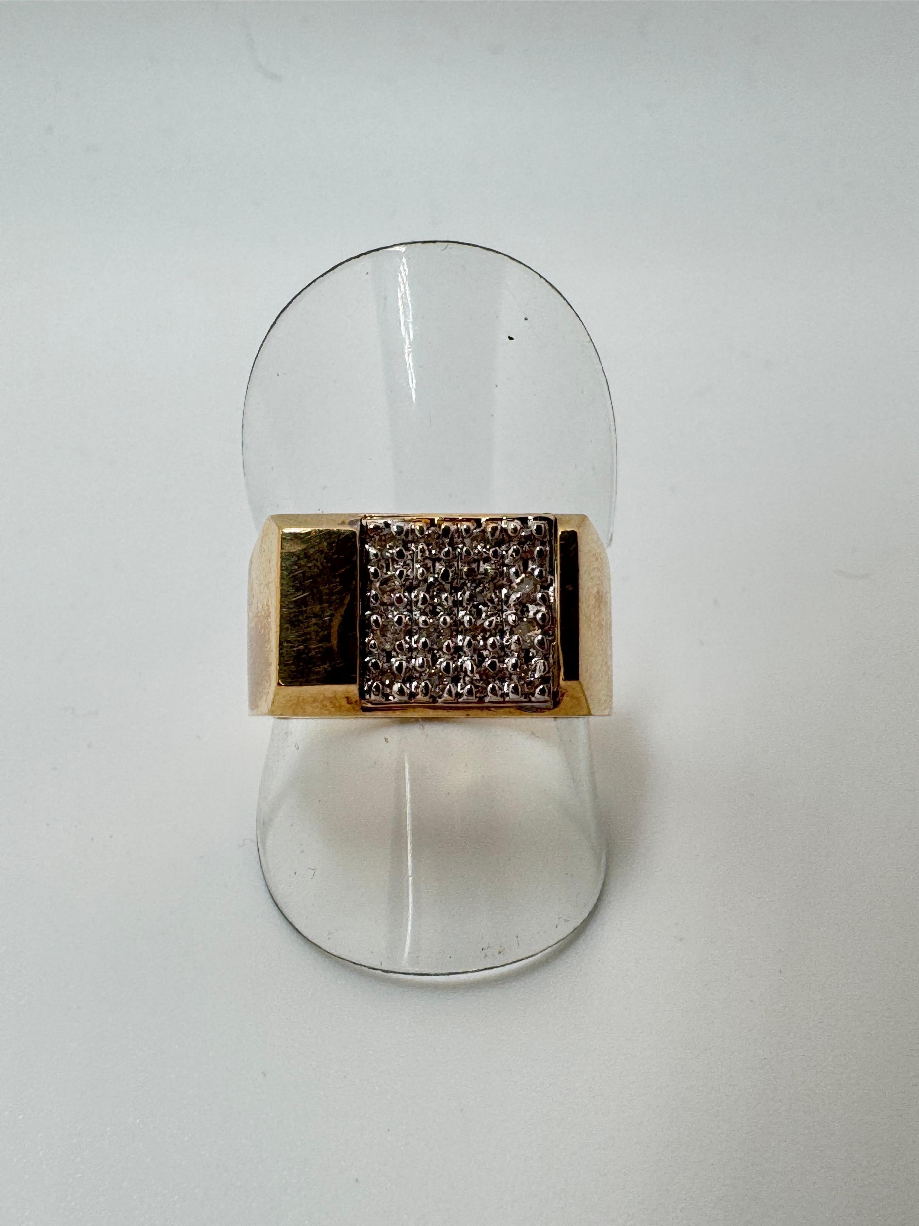 Nugget Pavé Diamond Ring in 10K Gold For Sale 2