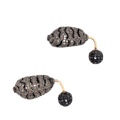 Nugget Shaped Pave Diamond Tunnel Earrings