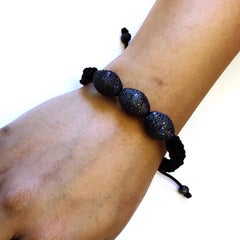 Nugget Shaped Pave Sapphire Beaded Bracelet