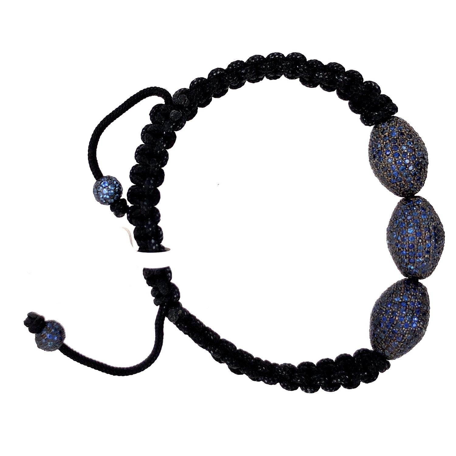 Nugget geformt Pave Saphir Perlenarmband (Art déco) im Angebot