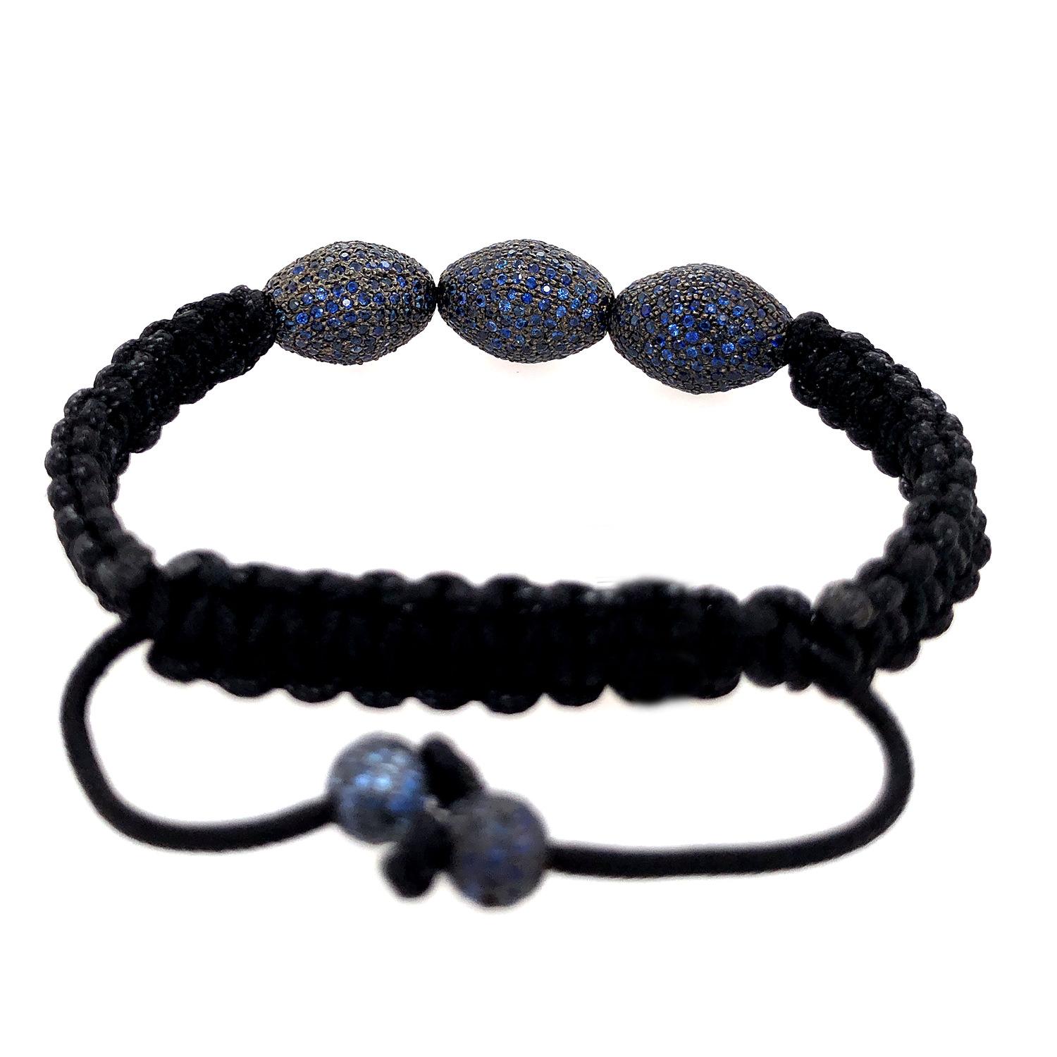 Nugget Shaped Pave Sapphire Beaded Bracelet In New Condition For Sale In New York, NY