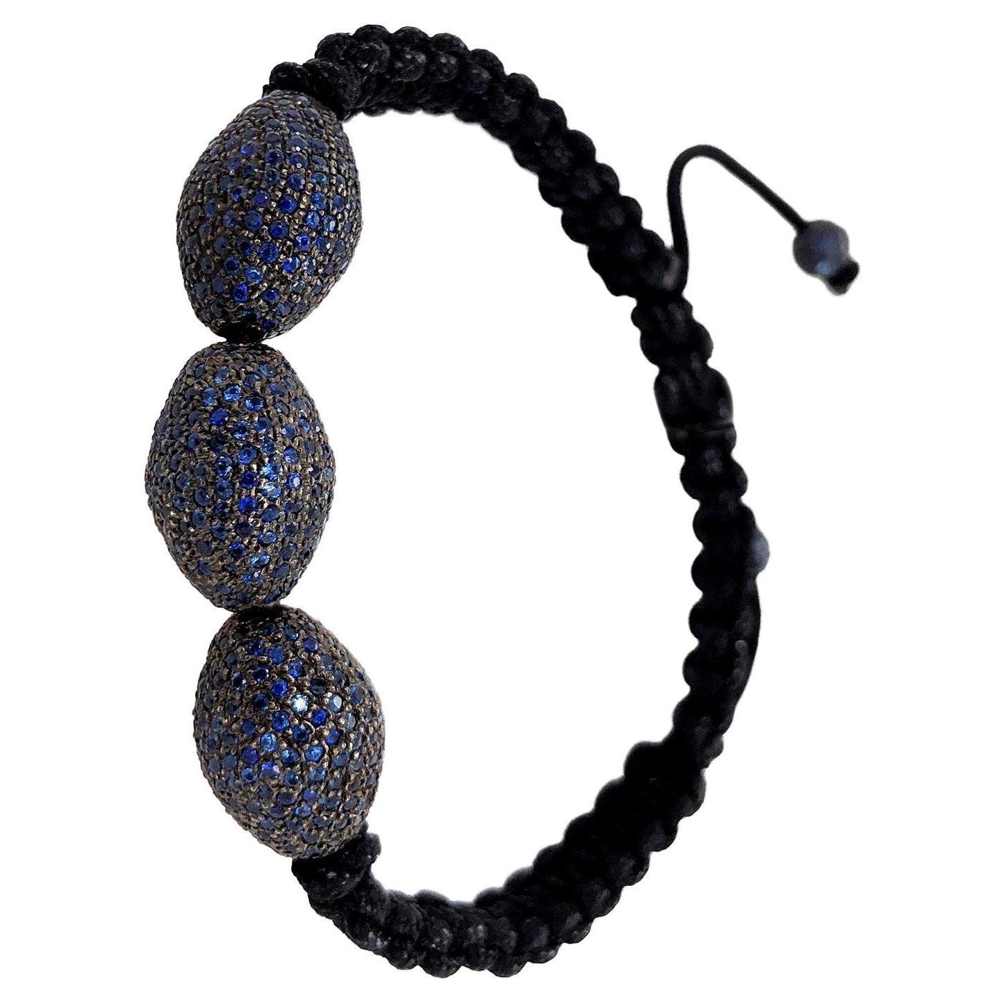 Nugget geformt Pave Saphir Perlenarmband im Angebot