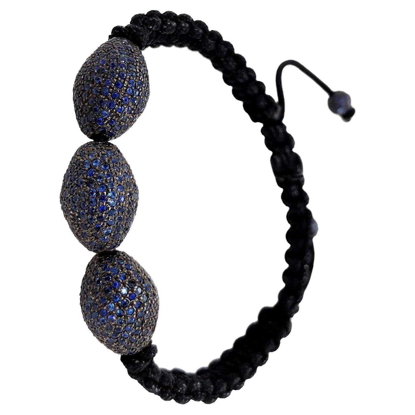 Nugget Shaped Pave Sapphire Beaded Bracelet