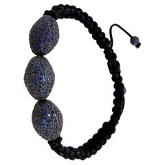 Bracelet de perles en forme de pépite de saphir pavé