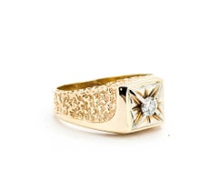 Nugget Style Diamond Ring in 14k Yellow Gold