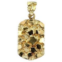Nugget Style Mini Dog Tag Gold Vintage Pendant