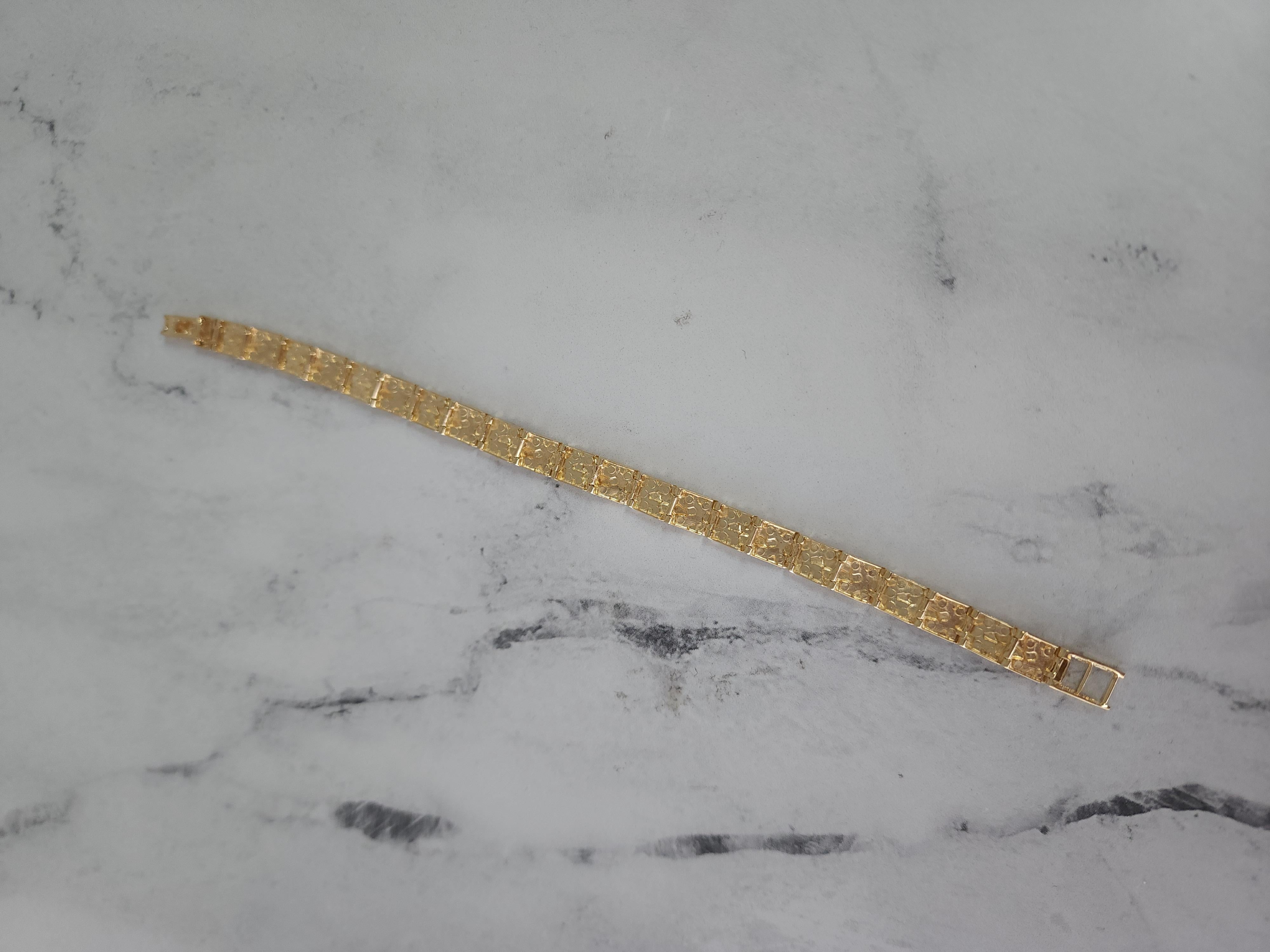 Women's or Men's Nugget Tennis Bracelet 14k Yellow Gold For Sale