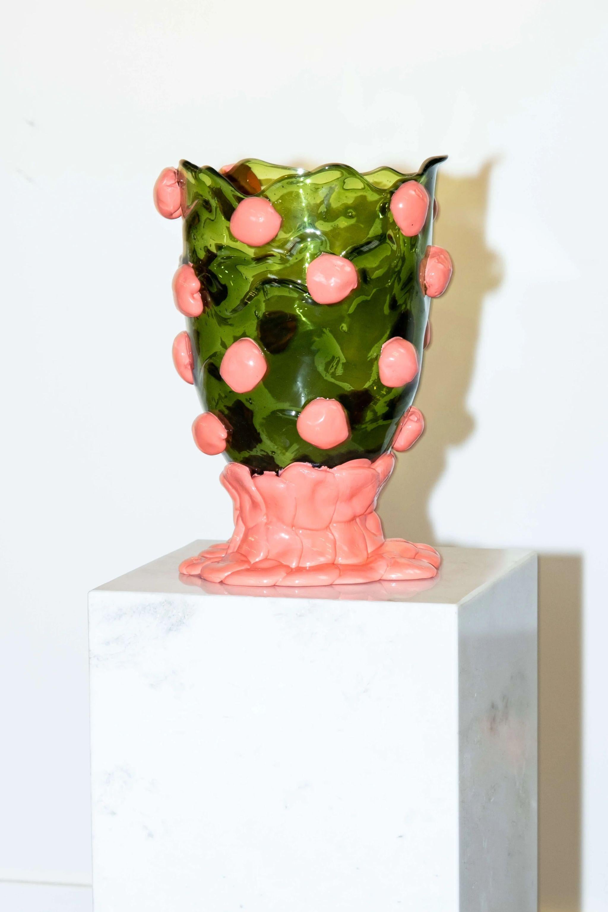 Post-Modern Nugget Vase (Large), Clear Green and Matte Pink by Gaetano Pesce For Sale