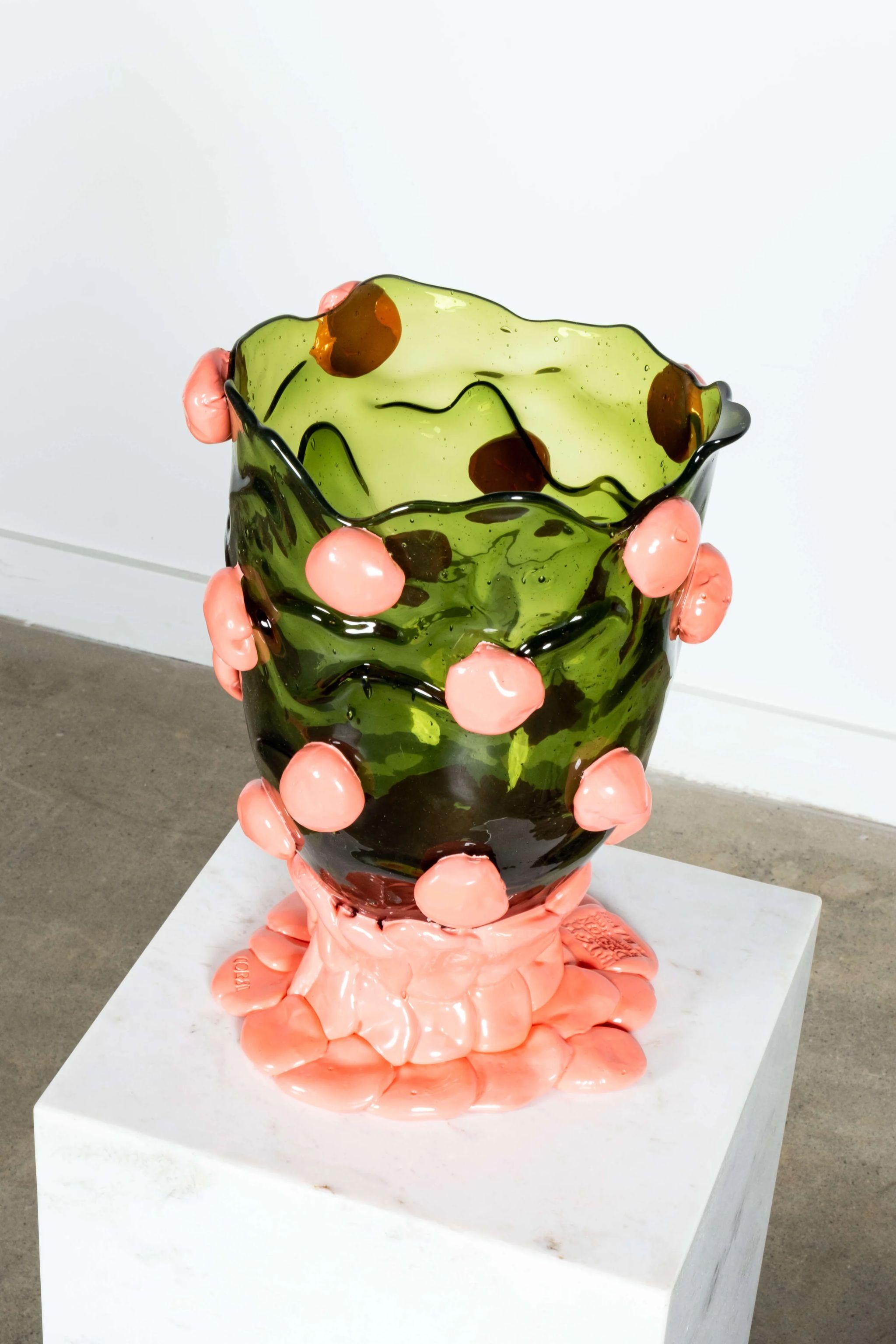 Nugget Vase (Large), Clear Green and Matte Pink by Gaetano Pesce In New Condition For Sale In Toronto, CA