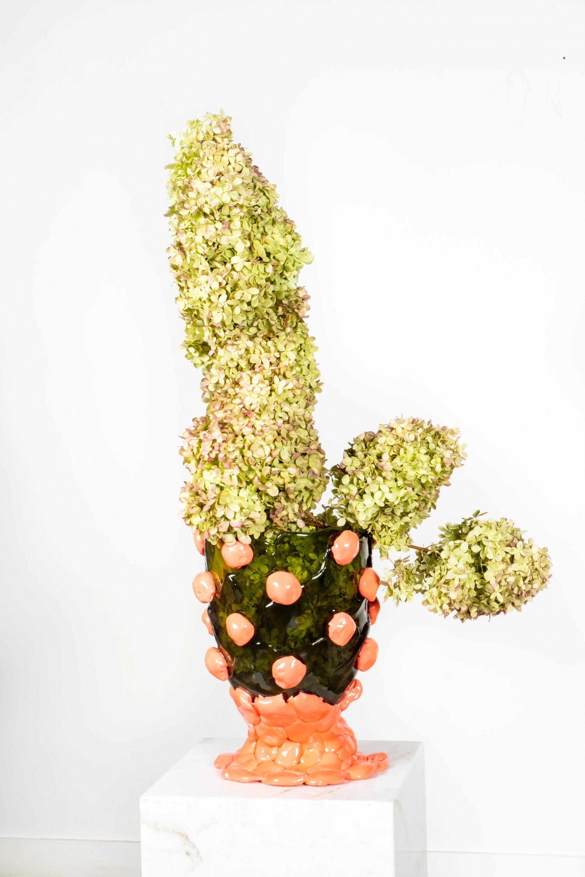 Resin Nugget Vase (Large), Clear Green and Matte Pink by Gaetano Pesce For Sale