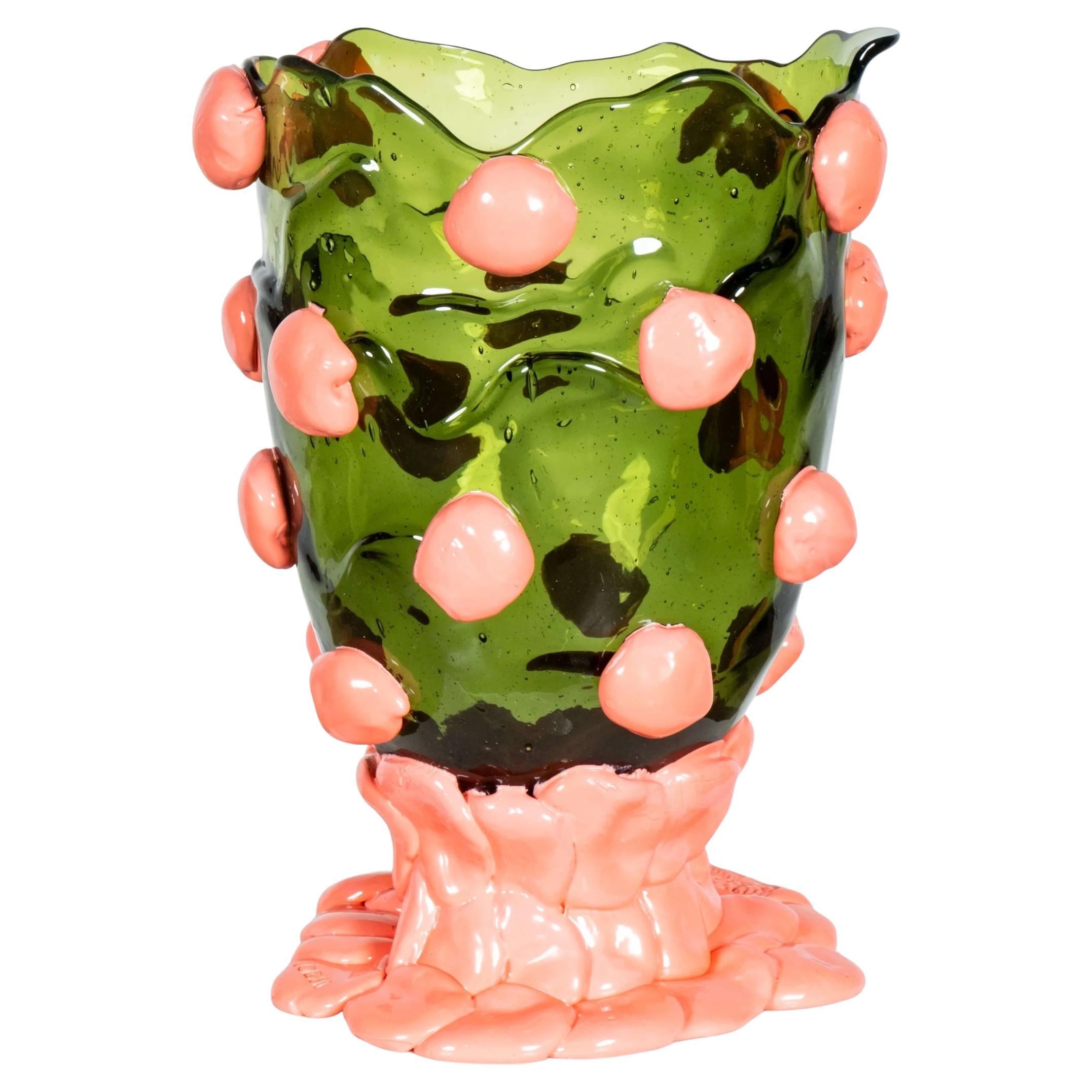 Grand vase pépite, vert clair et rose mat de Gaetano Pesce en vente