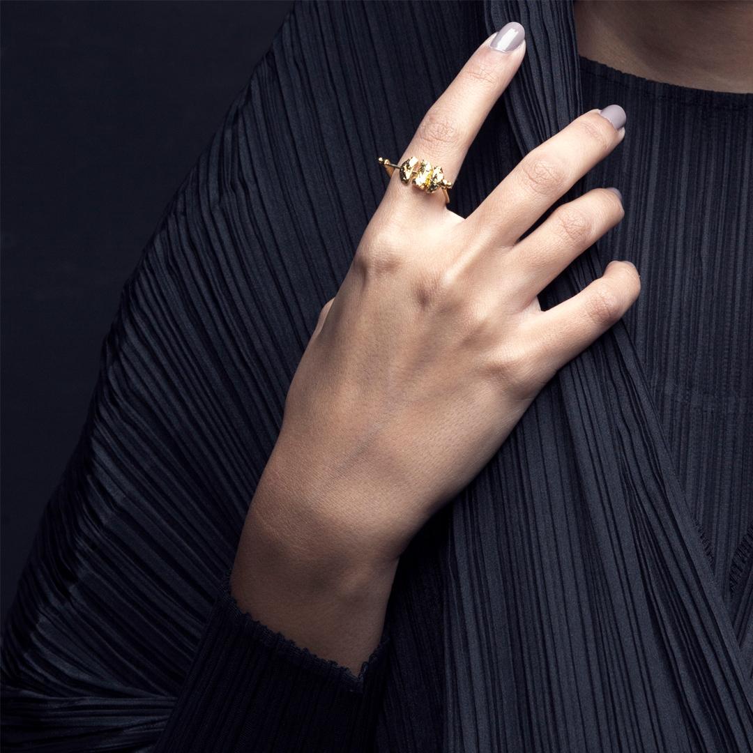 For Sale:  Nuggets Gold-Plated Textured Ring 4