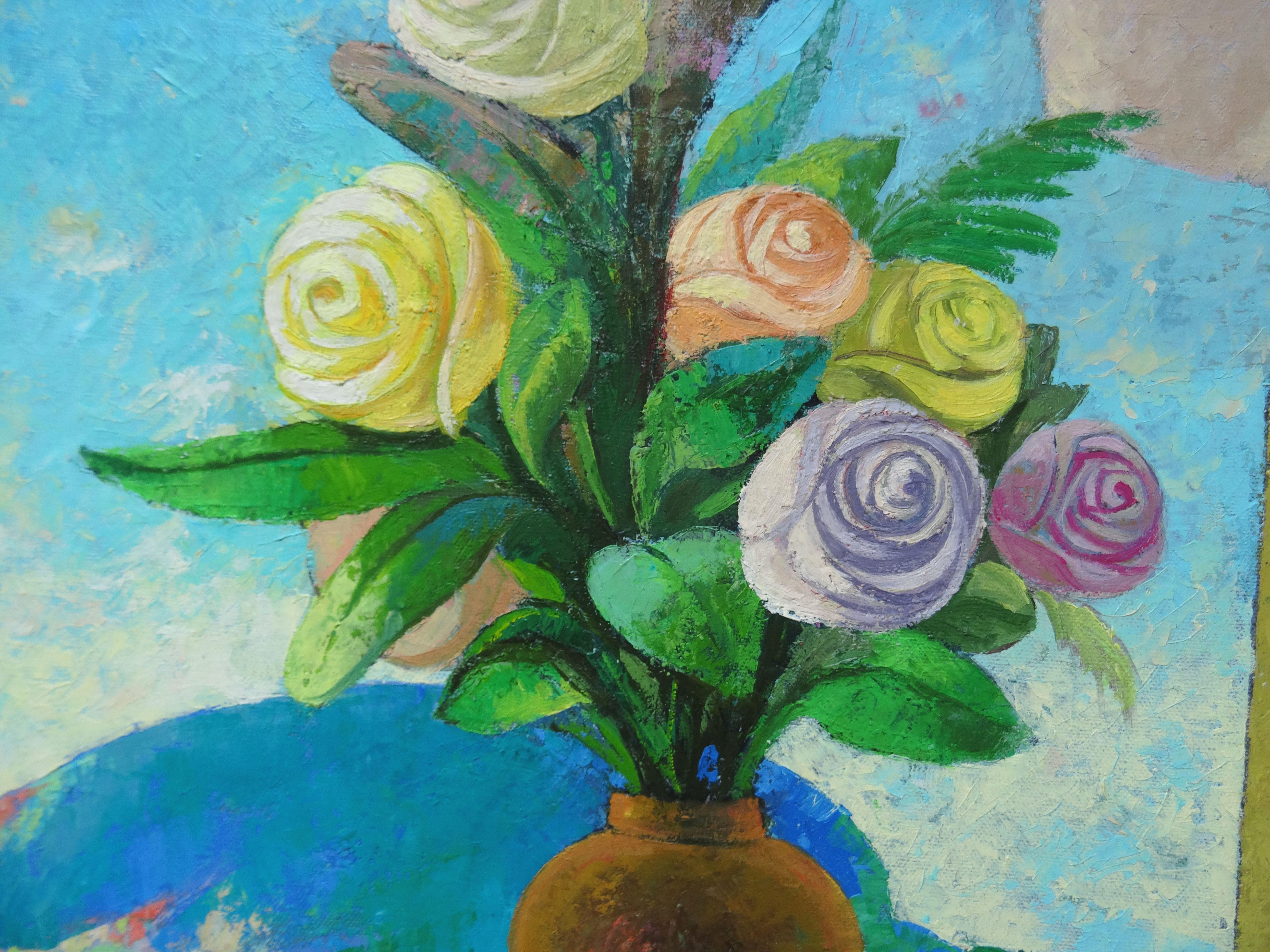 Nature morte lumineuse avec des fruits et un vase. 2020. Huile sur toile, 70x75cm

Nugzar Avtandilovich Kahiani est né à Poti, en Géorgie, en 1952. Il a étudié à l'école des beaux-arts qui porte le nom de Nikoladze. Puis il  est allé servir dans