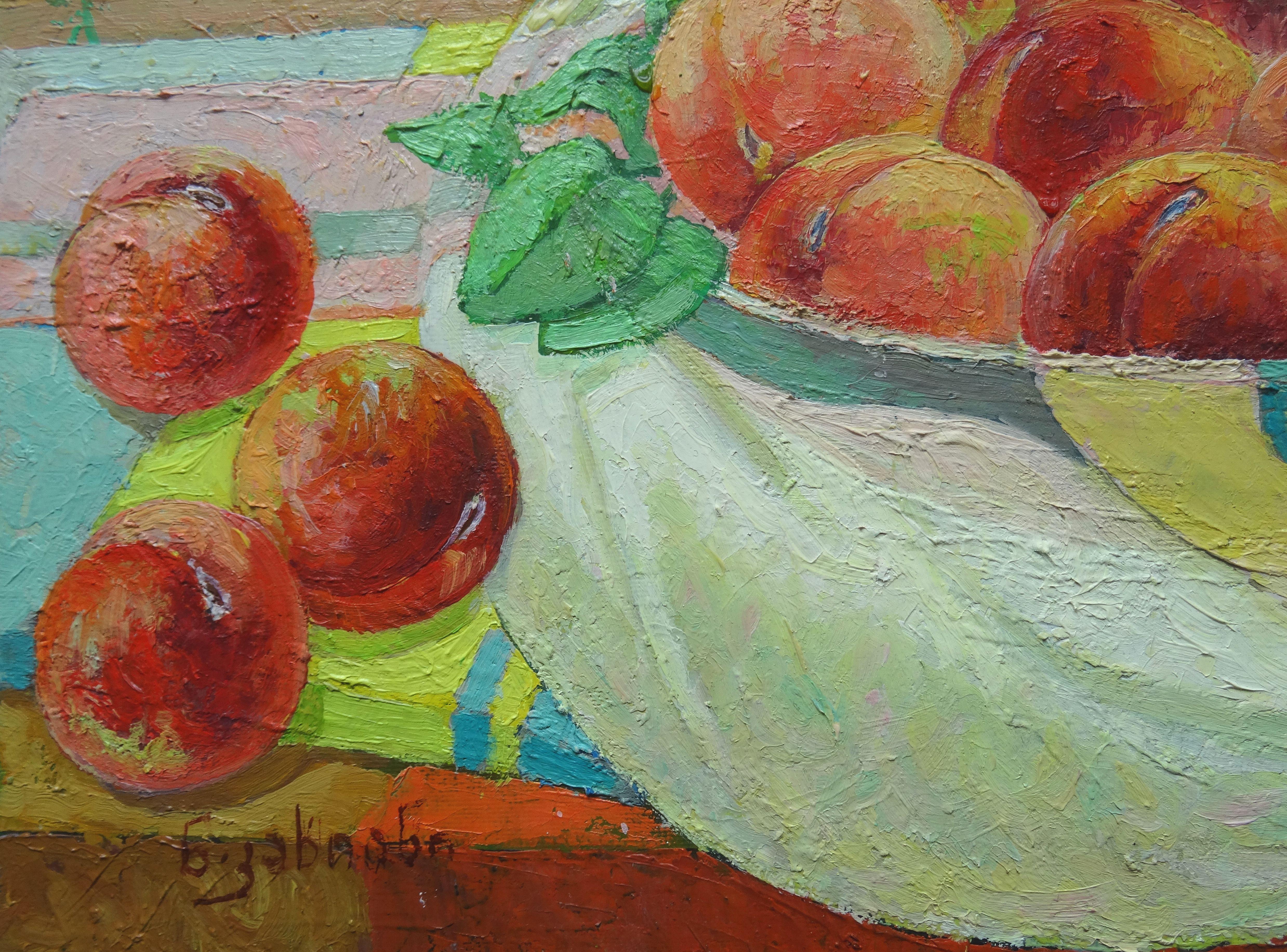 Melocotones. 2020. Óleo sobre lienzo, 50x65 cm - Painting de Nugzar Kakhiani (Kahiani)