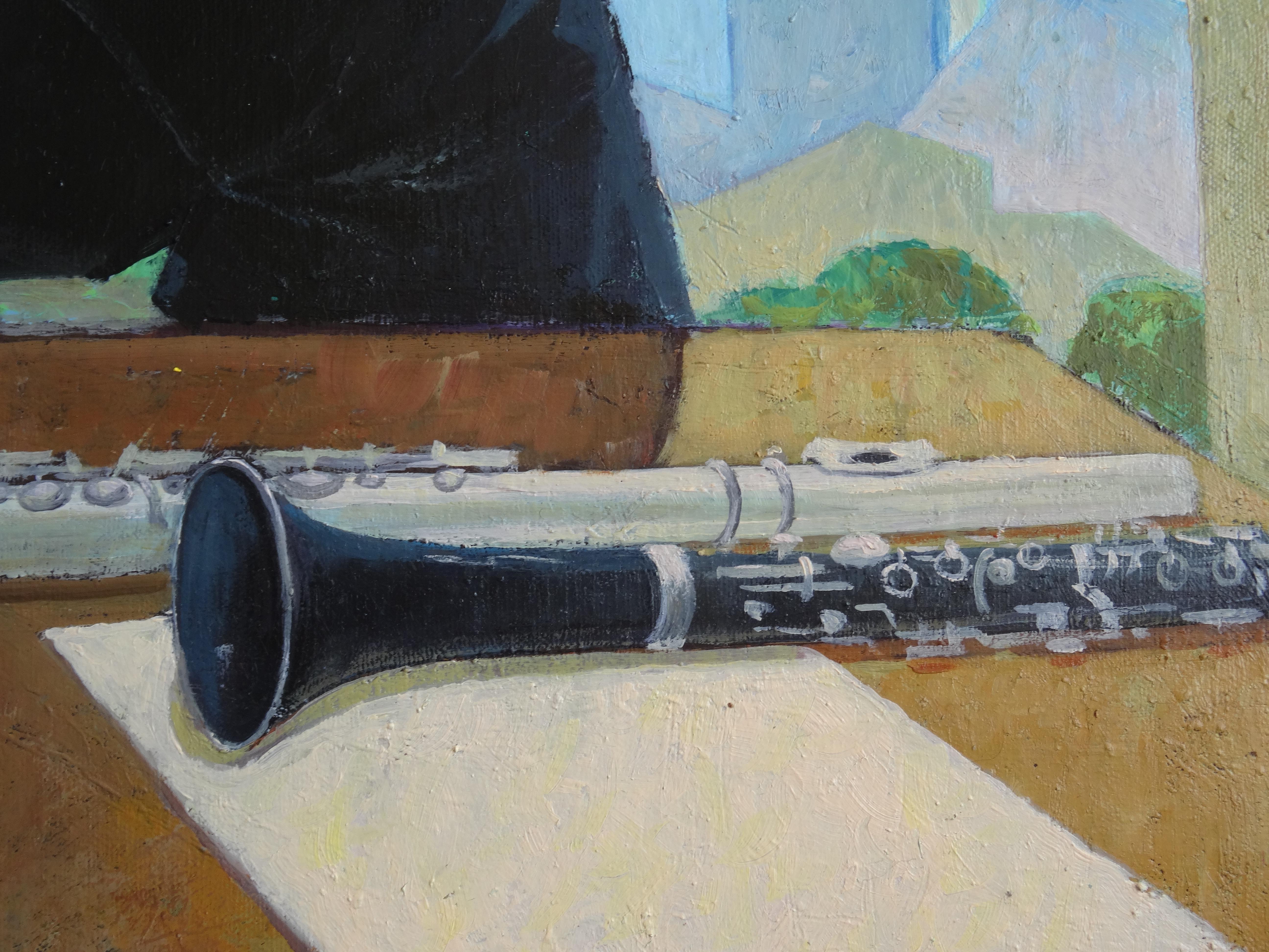 Saxophoniste. 2021. Huile sur toile, 80 x 60 cm - Contemporain Painting par Nugzar Kakhiani (Kahiani)