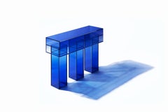 Null Blue Glass Transition Color Console Table by Studio Buzao Customizable