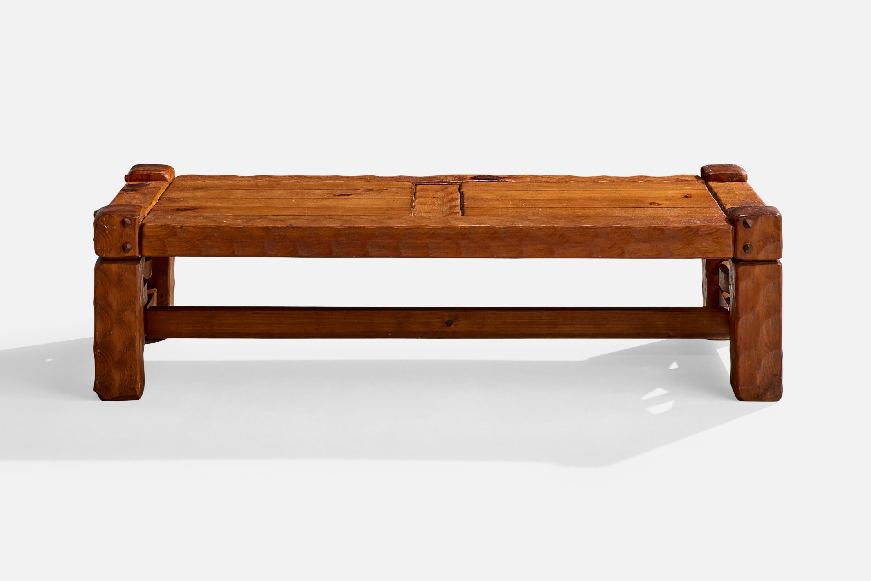 Mid-Century Modern Null Furniture, Coffee Table, Pine, USA, 1970s For Sale