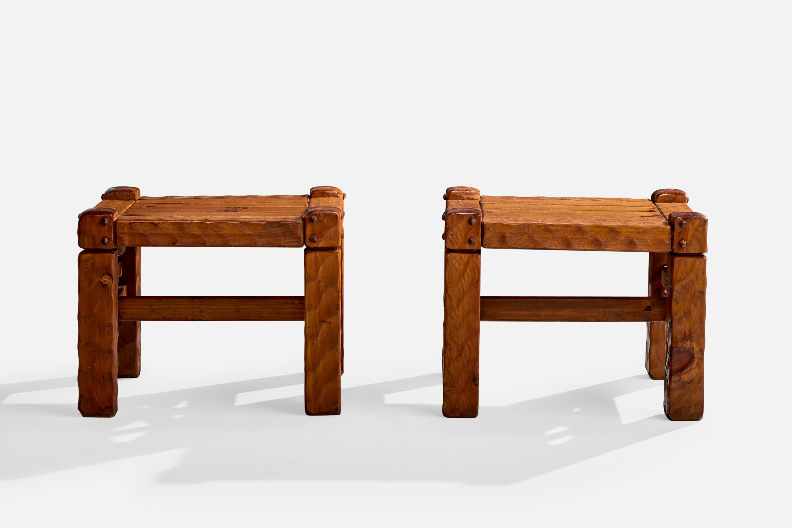 Mid-Century Modern Null Furniture, Side Tables, Pine, USA, 1970s For Sale