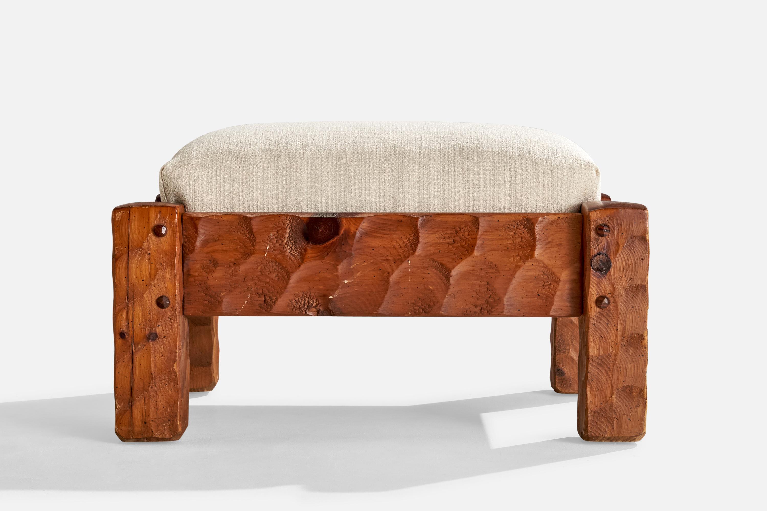 Null, fauteuil de salon avec ottoman, pin, tissu, États-Unis, 1970 en vente 4