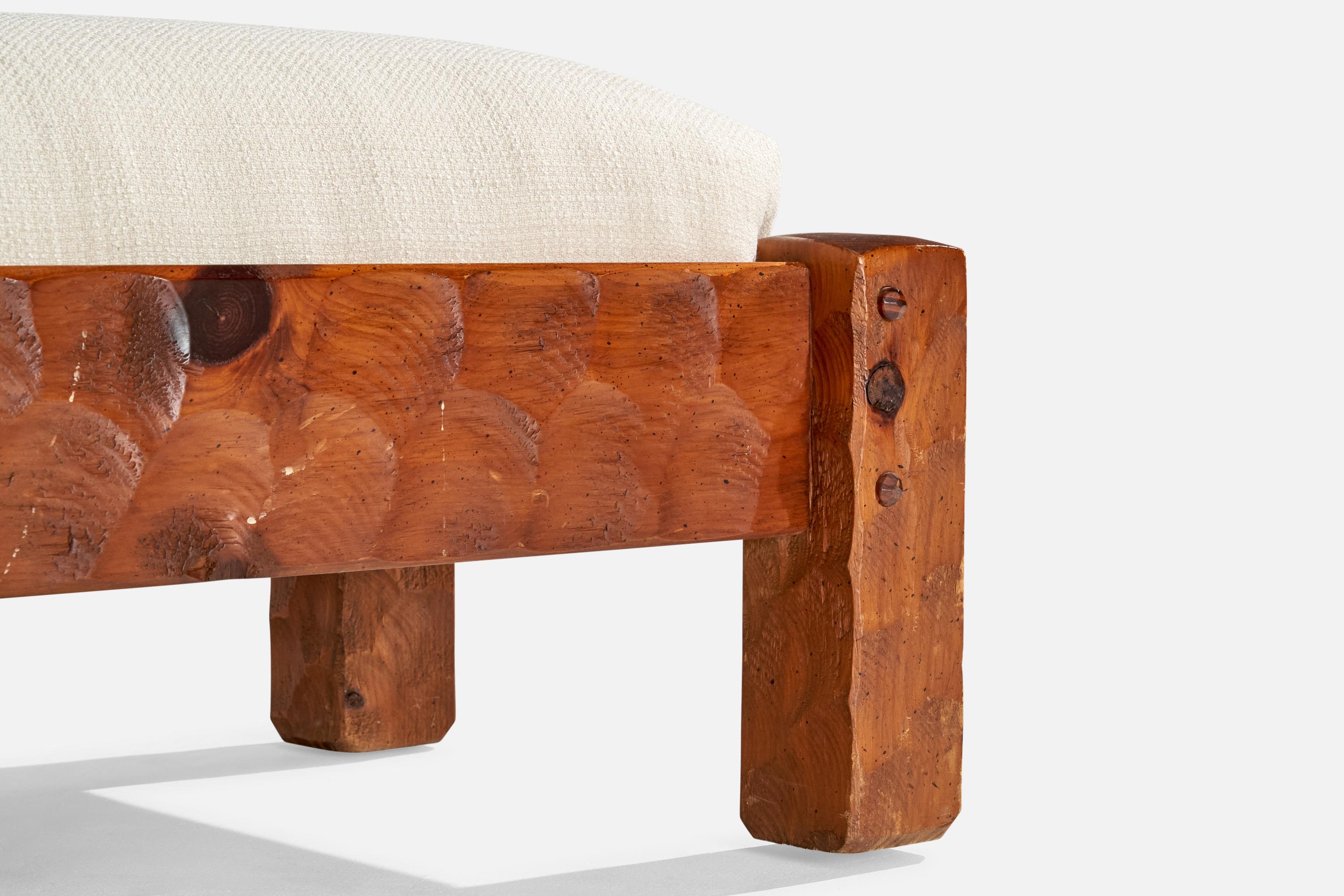 Null, fauteuil de salon avec ottoman, pin, tissu, États-Unis, 1970 en vente 5