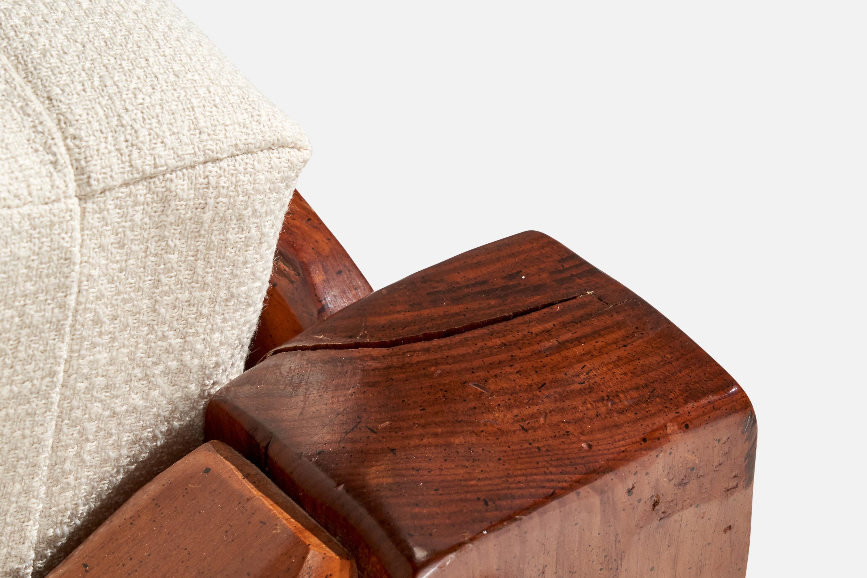 Null, fauteuil de salon avec ottoman, pin, tissu, États-Unis, 1970 en vente 2