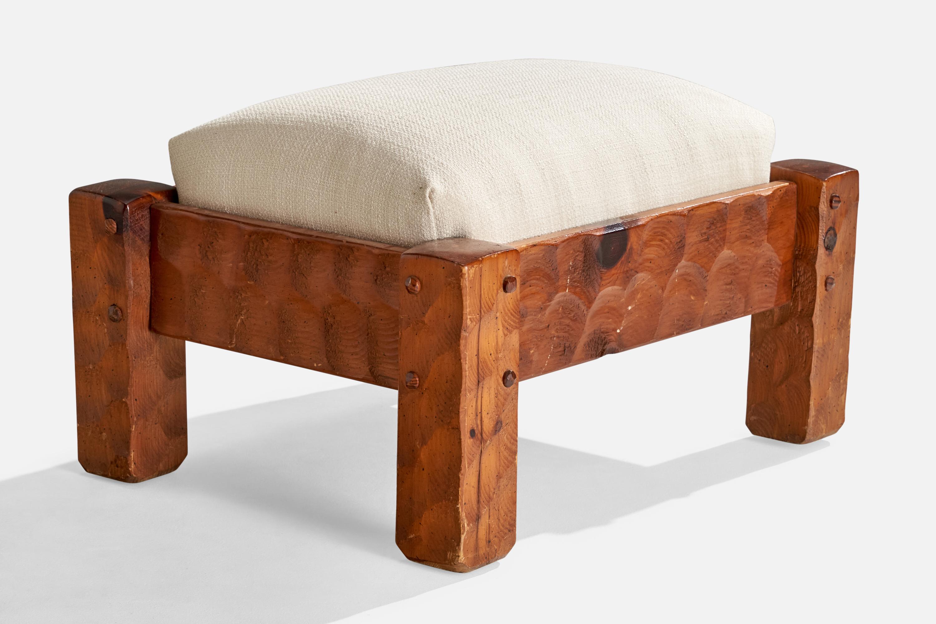 Null, fauteuil de salon avec ottoman, pin, tissu, États-Unis, 1970 en vente 3