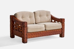 Null, Sofa, Kiefernholz, Stoff, USA, 1970er Jahre