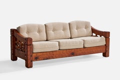 Null, Sofa, Kiefernholz, Stoff, USA, 1970er Jahre