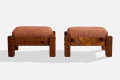 Null, Stools, Pine, Fabric, USA, 1970s