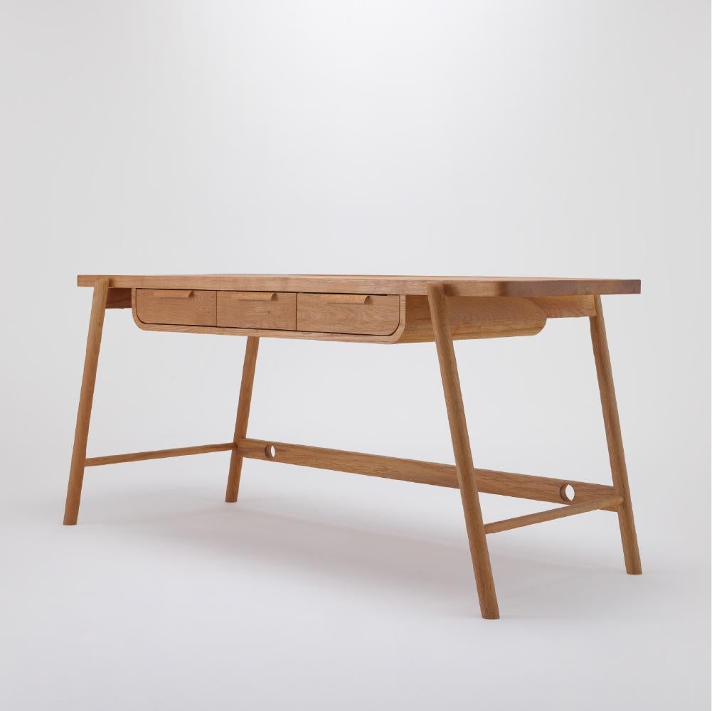 Null-Schreibtisch 160, Massivholz, Eichenholz, handgefertigt (Skandinavische Moderne) im Angebot