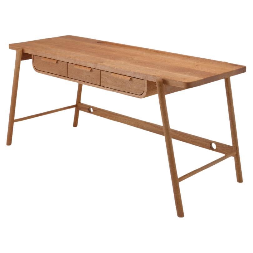 Null-Schreibtisch 160, Massivholz, Eichenholz, handgefertigt im Angebot