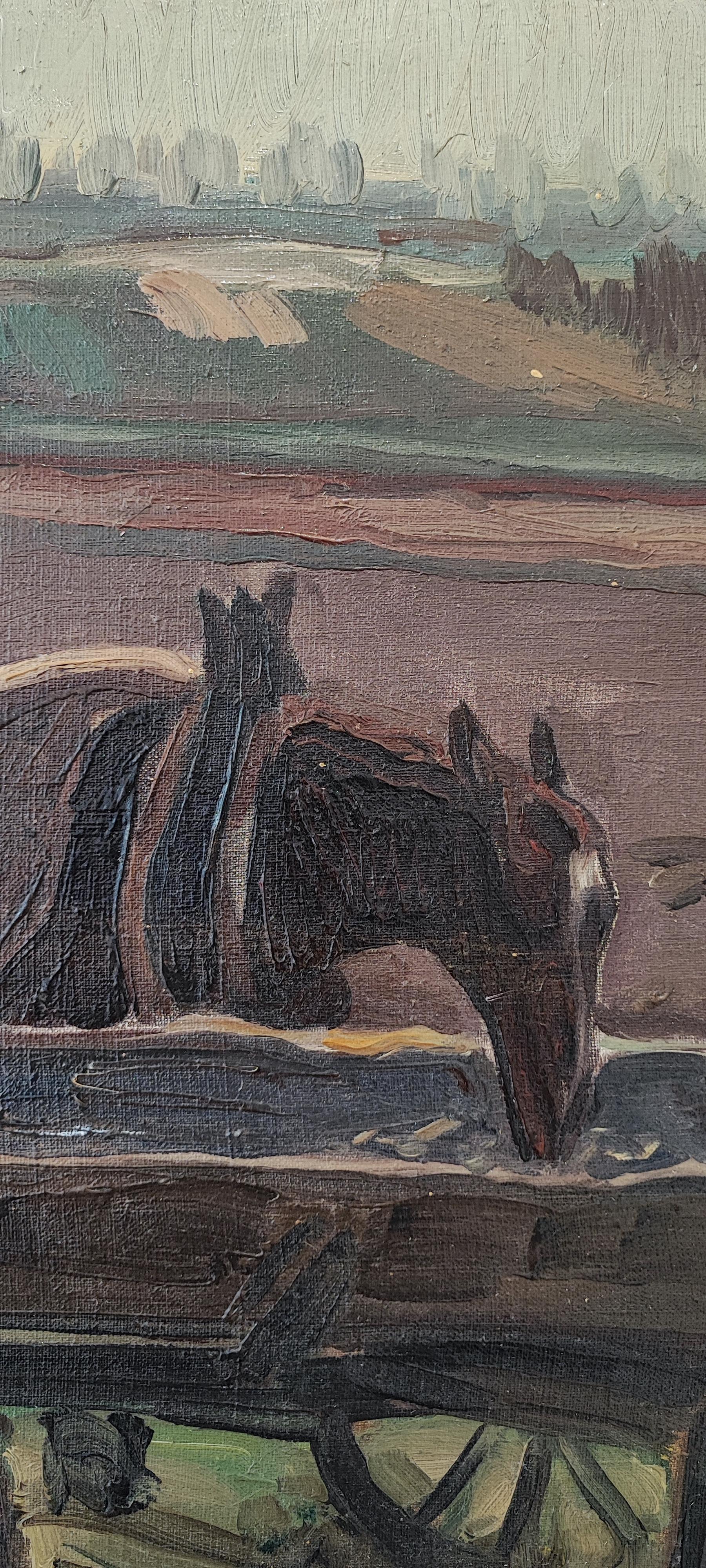 Field landscape with draft horse 2