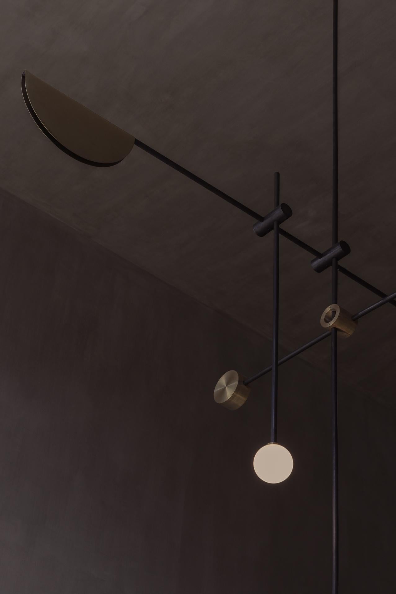 Lampada a sospensione Numa in acciaio e ottone annerito di Numa in vendita 1