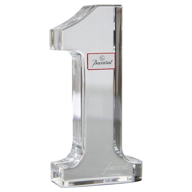 Number "1" Baccarat Crystal Paperweight by Thomas Bastide, New in