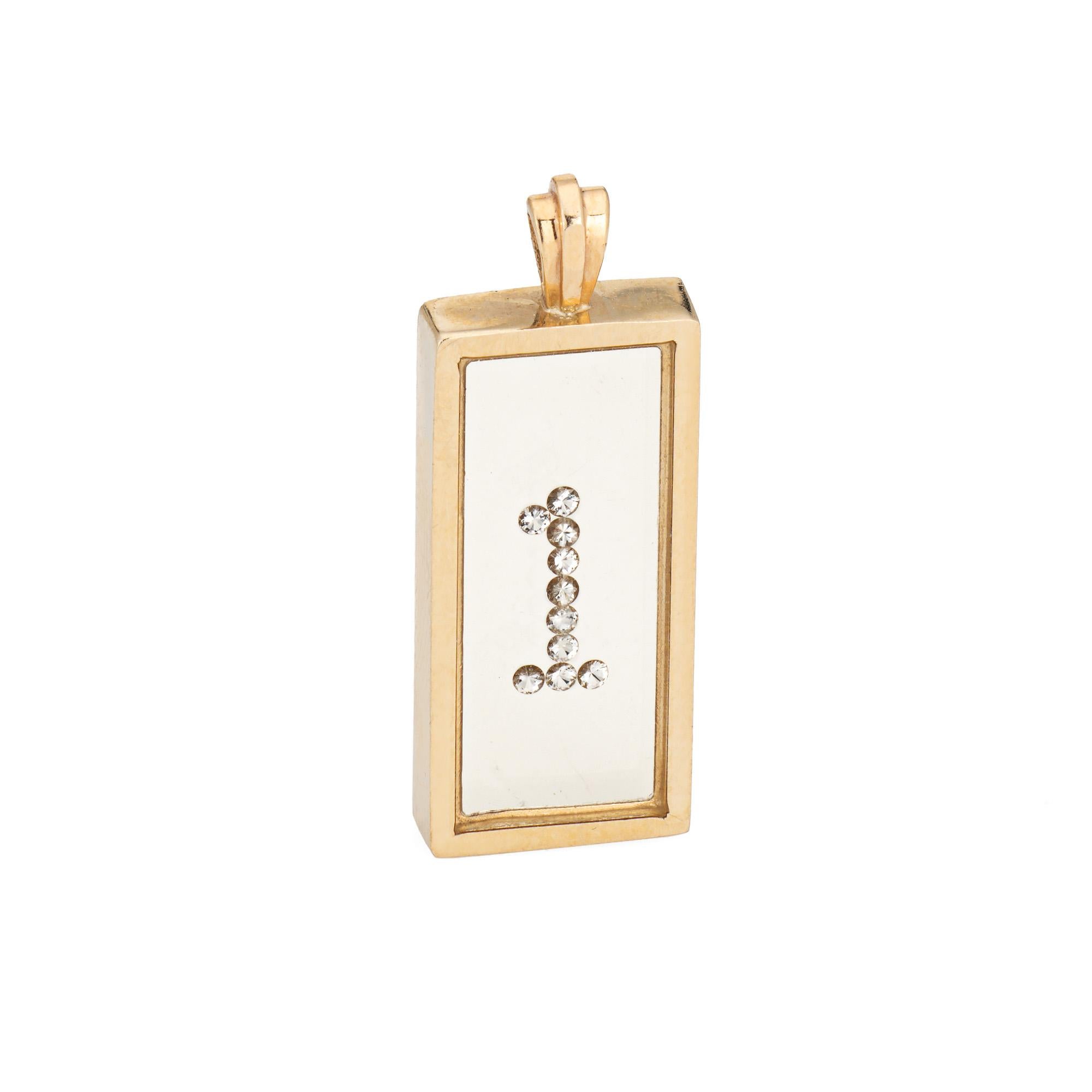 Moderne Pendentif vintage numéro 1 en or jaune 14 carats avec cubes de diamants flottants en vente