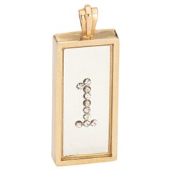 Número 1 Colgante Cubo Flotante de Diamantes Dije Vintage Joyería de Oro Amarillo de 14k