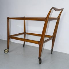 Vintage italian "Number 58" wood and glass bar cart by Ico Parisi for De Baggis