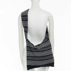 NUMBER NINE MIYASHITA grey black stripe knit sweater-inspired zip shoulder bag