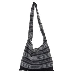 NUMBER NINE MIYASHITA grey black stripe knit sweater-inspired zip shoulder bag
